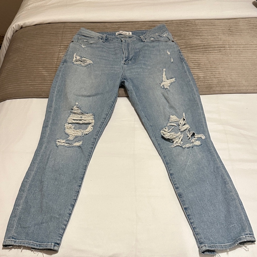 Abercrombie & Fitch curve love high-rise, super skinny ankle, jean.